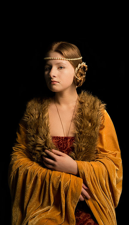 woman with fur collar